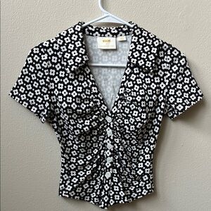 Maeve Black and White Flower top